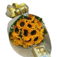 Buquet de girasoles y ferrero rocher